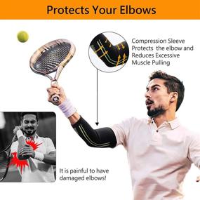 img 3 attached to 🎾 OMAX Elbow Compression Sleeve Brace (1 Pair) - Effective Pain Relief & Support for Tennis Elbow, Golfers Elbow, Tendonitis, Arthritis, Bursitis, and Fitness Workouts