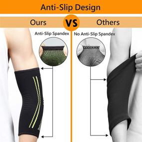 img 1 attached to 🎾 OMAX Elbow Compression Sleeve Brace (1 Pair) - Effective Pain Relief & Support for Tennis Elbow, Golfers Elbow, Tendonitis, Arthritis, Bursitis, and Fitness Workouts