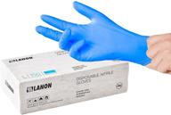 💙 lanon 100-count disposable nitrile gloves - 5 mil thickness, food contact grade, latex-free, textured blue fingertips (medium) logo