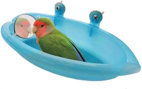 img 4 attached to 🐦 Bonaweite Bird Baths Tub for Pet Parrots with Mirror: A Hanging Bathing Box Shower Accessory for Small Birds in Bird Cages