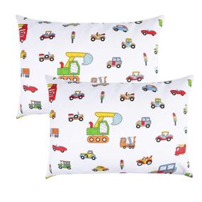 img 4 attached to 🚧 Soft & Stylish Kids Toddler Pillowcases 100% Cotton - Set of 2 - Fits Kid Toddler Bedding Pillow 14x19, 13x18 Small Pillow (Construction Vehicle Cars)