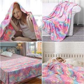 img 2 attached to 🦄 Luminous Unicorn Glow in The Dark Throw Blanket: Super Soft Plush Flannel Fleece for Girls - 60in x 50in