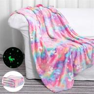 🦄 luminous unicorn glow in the dark throw blanket: super soft plush flannel fleece for girls - 60in x 50in logo