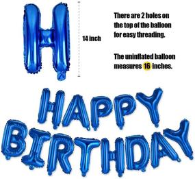 img 2 attached to 🎈 Blue Happy Birthday Balloon Banner Kit: 16 Inch Inflatable Aluminum Foil 3D Letters - Perfect Party Decor for Kids, Adults, Men, Women