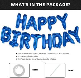 img 3 attached to 🎈 Blue Happy Birthday Balloon Banner Kit: 16 Inch Inflatable Aluminum Foil 3D Letters - Perfect Party Decor for Kids, Adults, Men, Women