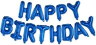 🎈 blue happy birthday balloon banner kit: 16 inch inflatable aluminum foil 3d letters - perfect party decor for kids, adults, men, women logo