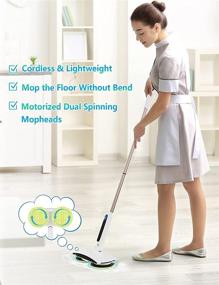 img 3 attached to 🧹 Efficient Cleaning Made Easy: GOBOT Electric Mop with Dual Spin Mopheads, LED Headlight, and Rechargeable Battery – Ideal for Hardwood, Laminate, Window, and Tile