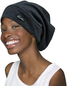 img 1 attached to 🎩 Adjustable Satin Lined Sleep Cap for Curly Hair, Dreadlocks, Braids - Available for Men & Women (Set of 2)