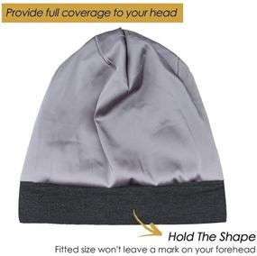 img 2 attached to 🎩 Adjustable Satin Lined Sleep Cap for Curly Hair, Dreadlocks, Braids - Available for Men & Women (Set of 2)