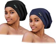 🎩 adjustable satin lined sleep cap for curly hair, dreadlocks, braids - available for men & women (set of 2) logo