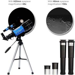 img 3 attached to 🌌 ESAKO Kids Telescope & Astronomy Beginner's Kit, Portable 70mm Aperture Astronomical Refracting Telescope with Dual Eyepieces, Moon Filter, Phone Adapter, and Wireless Remote