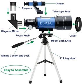 img 1 attached to 🌌 ESAKO Kids Telescope & Astronomy Beginner's Kit, Portable 70mm Aperture Astronomical Refracting Telescope with Dual Eyepieces, Moon Filter, Phone Adapter, and Wireless Remote
