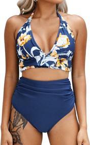 img 4 attached to CUPSHE Womens Halter Waisted Swimsuits