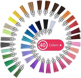 img 3 attached to 200 Bulk Leather Keychain Tassels: Christmas DIY Keychain Craft Pendants in 40 Vibrant Colors