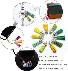 img 1 attached to 200 Bulk Leather Keychain Tassels: Christmas DIY Keychain Craft Pendants in 40 Vibrant Colors