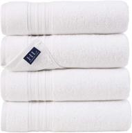 🛀 hammam linen white bath towels 4-pack - 27x54 soft and absorbent, premium quality 100% cotton towel set - ideal for daily use logo