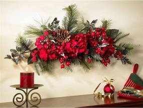 img 1 attached to 🎄 Vibrant 30-Inch Red/Green Holiday Hydrangea Swag by Nearly Natural 4679