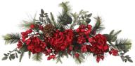 🎄 vibrant 30-inch red/green holiday hydrangea swag by nearly natural 4679 логотип