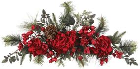 img 3 attached to 🎄 Vibrant 30-Inch Red/Green Holiday Hydrangea Swag by Nearly Natural 4679