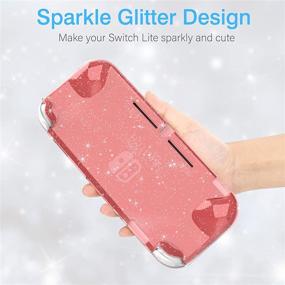 img 3 attached to HEYSTOP Switch Lite Pink Glitter Case for Girls - TPU Protective Cover with HD Tempered Glass Screen Protector and Thumb Grips - Shock-Absorption & Anti-Scratch Design