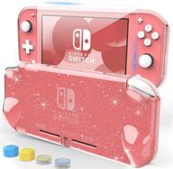 heystop switch lite pink glitter case for girls - tpu protective cover with hd tempered glass screen protector and thumb grips - shock-absorption & anti-scratch design logo