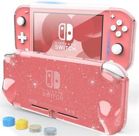 img 4 attached to HEYSTOP Switch Lite Pink Glitter Case for Girls - TPU Protective Cover with HD Tempered Glass Screen Protector and Thumb Grips - Shock-Absorption & Anti-Scratch Design