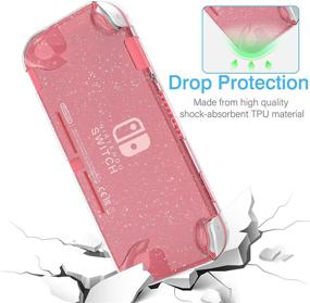 img 1 attached to HEYSTOP Switch Lite Pink Glitter Case for Girls - TPU Protective Cover with HD Tempered Glass Screen Protector and Thumb Grips - Shock-Absorption & Anti-Scratch Design