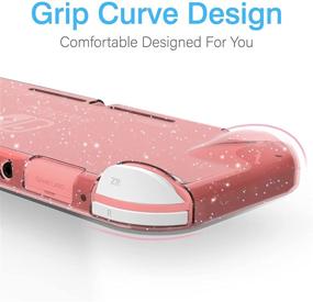 img 2 attached to HEYSTOP Switch Lite Pink Glitter Case for Girls - TPU Protective Cover with HD Tempered Glass Screen Protector and Thumb Grips - Shock-Absorption & Anti-Scratch Design