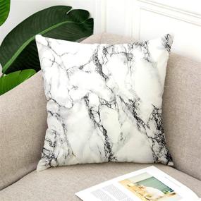 img 2 attached to 🛋️ Stylish Marble Pattern Decorative Pillow Covers for Couch, Bed, Sofa - Set of 2, 18x18 Inches - Cozy Farmhouse Manual Cushion Shells - (No Insert Included)