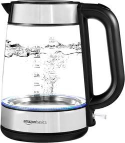 img 4 attached to 1,7-литровый стеклянный и нержавеющий чайник для горячей воды Amazon Basics