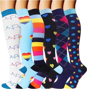 img 4 attached to 🧦 Versatile 20-30 mmHg Compression Socks for Men and Women - Ideal for Nursing, Athletics, Travel, Flights, Shin Splints, and Knee High Support