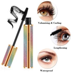 img 1 attached to 💦 Long-Lasting Waterproof 2 Pack Black Mascara: 4D Silk Fiber for Ultimate Volume, Length, and No Clumps or Smudges