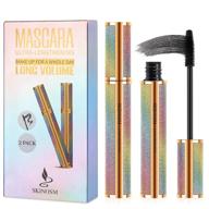 💦 long-lasting waterproof 2 pack black mascara: 4d silk fiber for ultimate volume, length, and no clumps or smudges logo