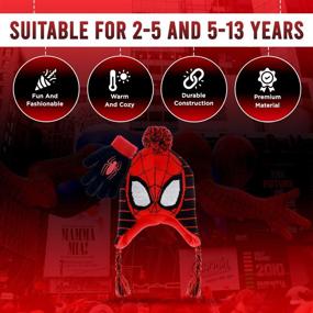 img 2 attached to 🕷️ Marvel Spider Man Pom Pom Mittens for Toddlers - Boys' Accessories