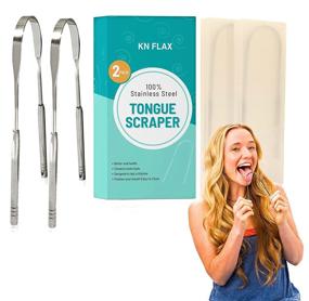 img 4 attached to 👅 2-Pack KN FLAX Tongue Scraper | Medical Grade | Reduces Bad Breath | Maintains Oral Care | 100% BPA Free | Metal Tongue Scraper | Tongue Cleaner for Adults and Kids | Easy to Use with Non-Synthetic Handle