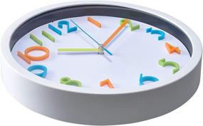 img 3 attached to 🕒 Bernhard Products Colorful 10 Inch Kids Wall Clock - Silent Non Ticking Quartz Battery Operated Clock, Easy to Read 3D Multi Colored Numbers for Nursery, Classroom, Office, and Kitchen - White Frame