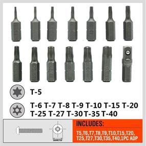 img 2 attached to 🔒 HORUSDY 14-Piece Tamper Resistant Star Bits Set, S2 Alloy Steel, T5 - T40 Security Torx Bit Set (14-Piece)