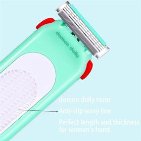 img 1 attached to 🪒 Domon Dolly Razors for Women - 6 Refills, 3 Blades, Shaver for Face, Legs, and Bikini Area, Comfort Glide - Green