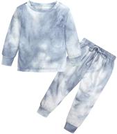 👕 set of 2 tie dye sweatsuits for kids girls - long sleeve cotton outfits for children: sporty tracksuit tops + sweatpants logo