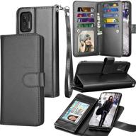 moto g stylus 2021 wallet case with detachable magnetic cases – tekcoo luxury pu leather folio cover with card slots, cash & id holder, lanyard – black logo