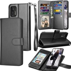 img 4 attached to Moto G Stylus 2021 Wallet Case with Detachable Magnetic Cases – Tekcoo Luxury PU Leather Folio Cover with Card Slots, Cash & ID Holder, Lanyard – Black