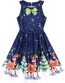 img 4 attached to 🎅 Christmas Santa Turquoise Girls' Dress - Girls' Clothing and Dresses