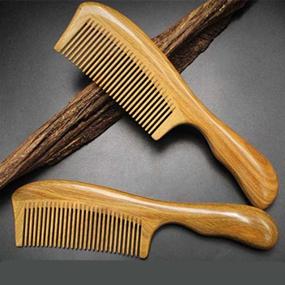 img 3 attached to Natural Green Sandalwood Comb Detangling