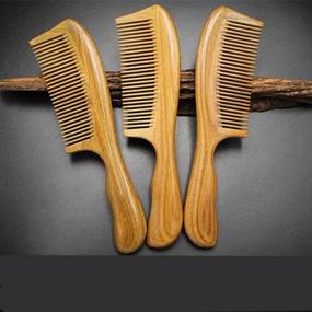 img 1 attached to Natural Green Sandalwood Comb Detangling