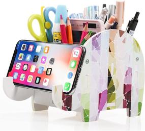 img 3 attached to 🐘 Mokani Elephant Desk Organizer with Cell Phone Stand - Perfect Desk Decoration and Christmas Gift for Kids, Girls, Boys, and Women