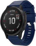 ⌚ premium navy silicone replacement straps for garmin fenix 6s pro & fenix 5s plus watches logo