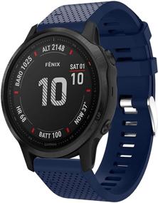 img 4 attached to ⌚ Premium Navy Silicone Replacement Straps for Garmin Fenix 6S Pro & Fenix 5S Plus Watches