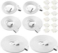 rgb led strip extension cable kit - 6 pieces of solderless 4 pin rgb connector cord wire with 12 pin connectors for 5050 3528 rgb led strip light (white, 1.6 ft, 3.3 ft, 6.6 ft) logo