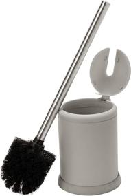 img 2 attached to 🚽 Bath Bliss Toilet Bowl Brush and Holder - Self Closing Lid, Space Saving Design, Superior Deep Cleaning, Finger Print Resistant Finish, Hygienic, 4.5" x 4.5" x 15.4", Matte Grey