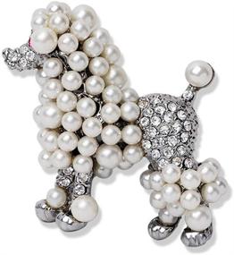 img 4 attached to 🐩 Ajojewel Simulated Pearl Poodle Dog Brooch with Rhinestone Accents - Animal Lapel Collar Jewelry Accessory